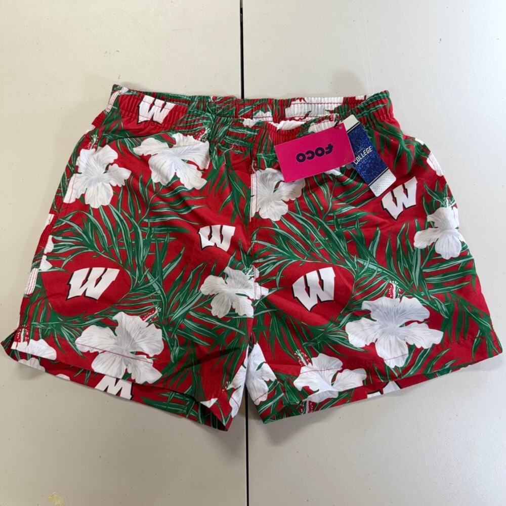 Wisconsin Badgers FOCO Floral Swim Trunks Small NWT